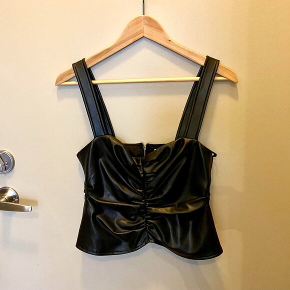 A.L.C. Lauryn Ruched Vegan Leather Top Size 4 - Picture 1 of 4